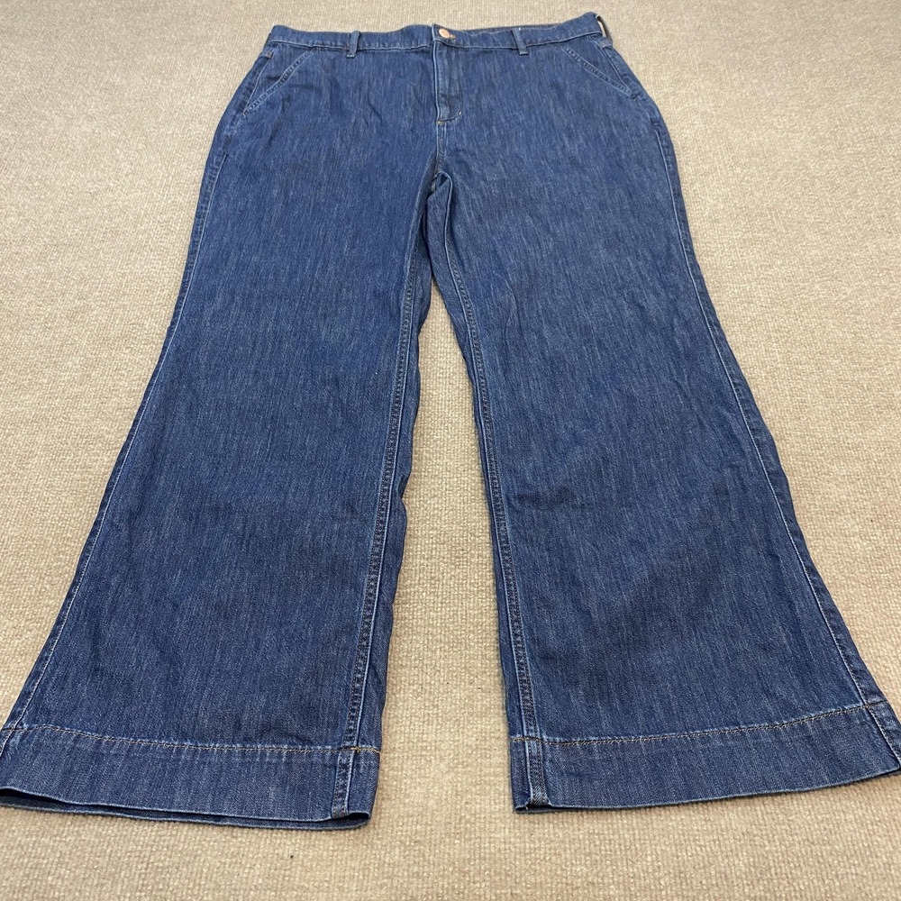 J.Crew Wide Leg Jeans Womens Plus 33 Blue Boho Flare Festival Relaxed Fit Denim